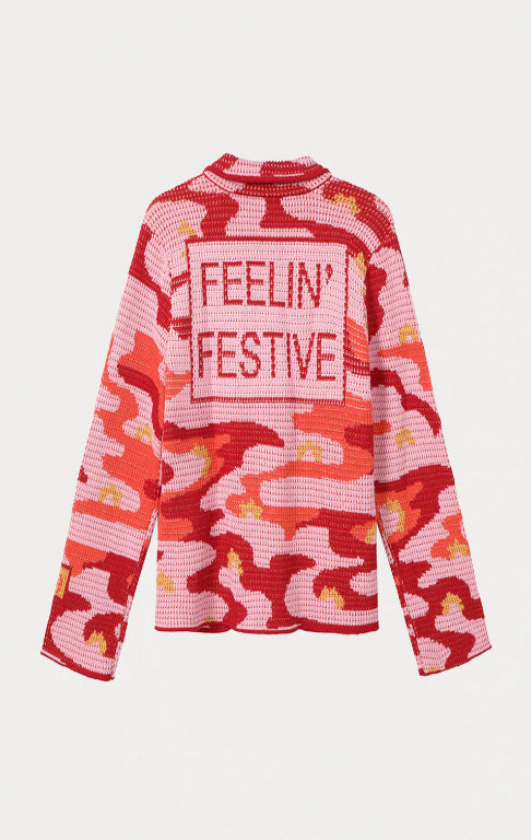 Magic Orange Jacquard Knit Jacket