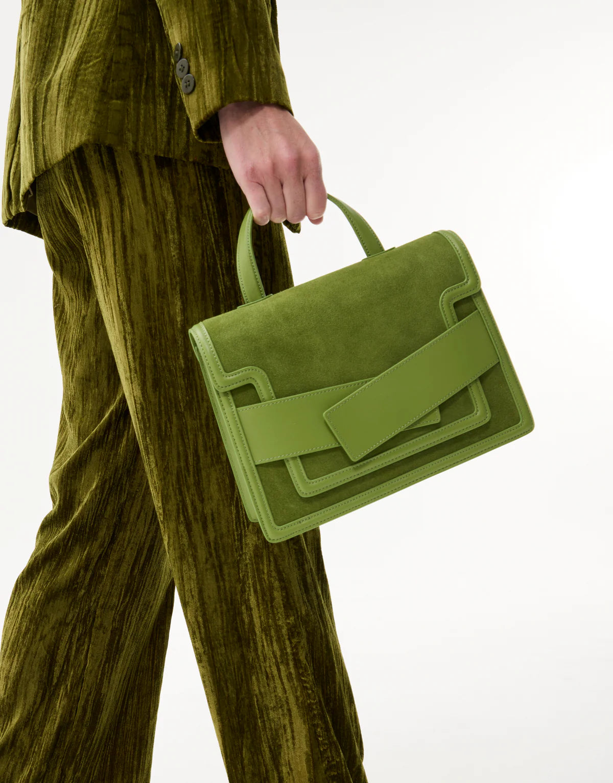 Leather Suede Bag - Green