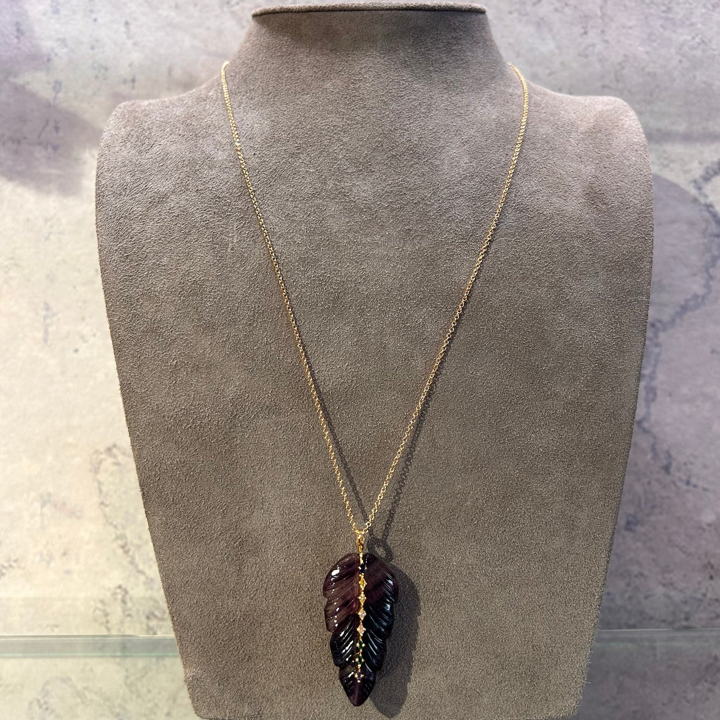 Fluorite feather necklace