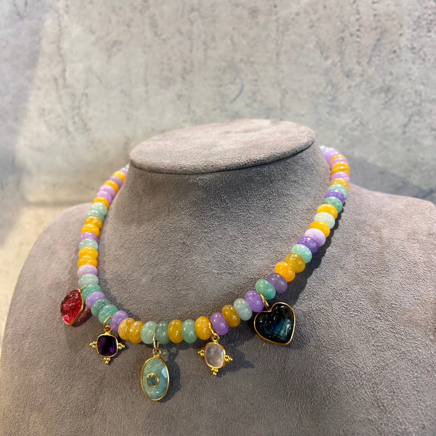 Malaysian Jade Necklace with Charms - 41 cm