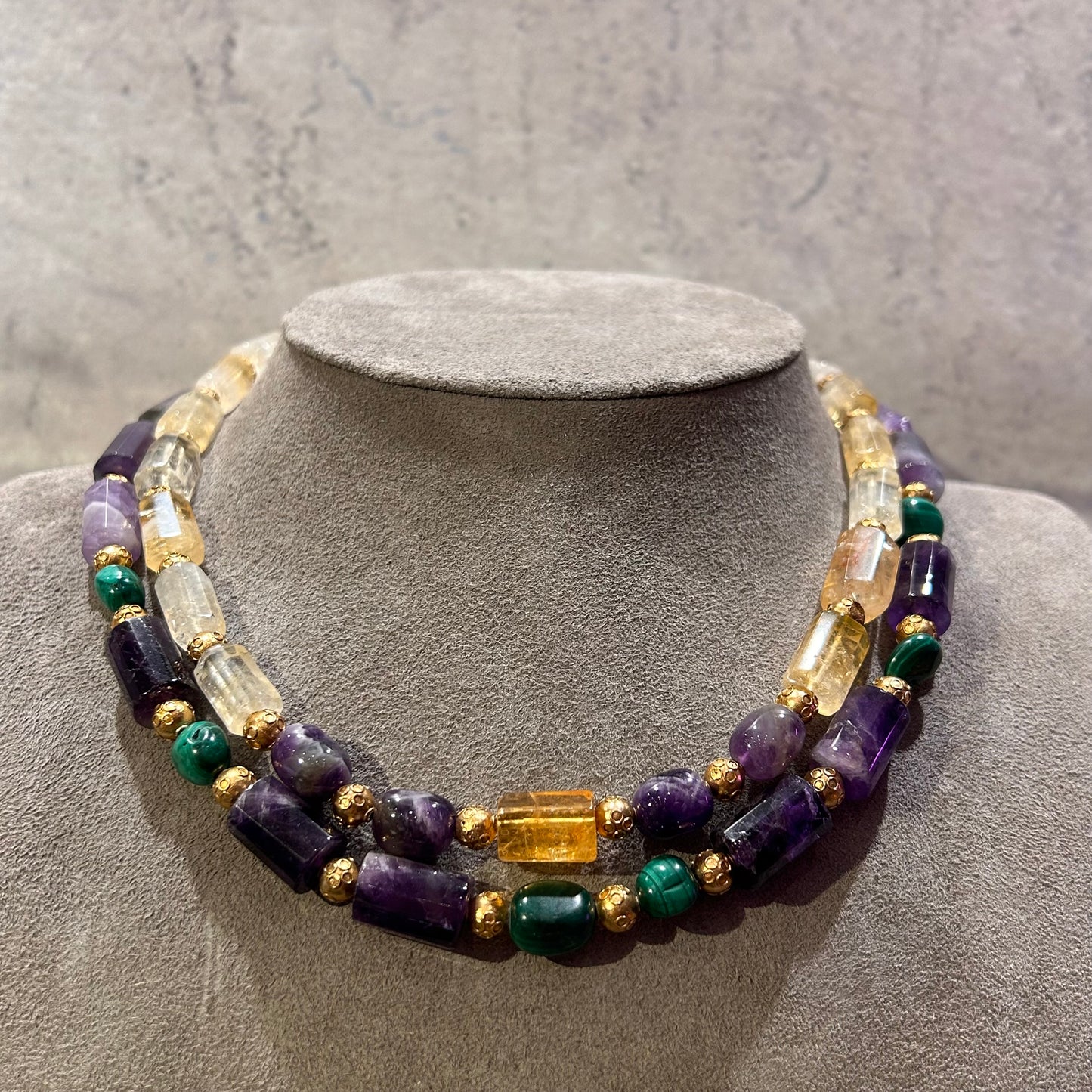Amethyst and Citrine necklace - 44 cm