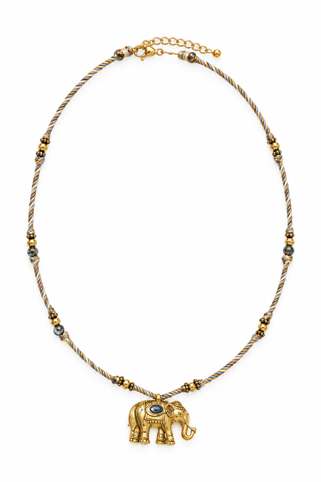 Blue Elephant Cord Necklace