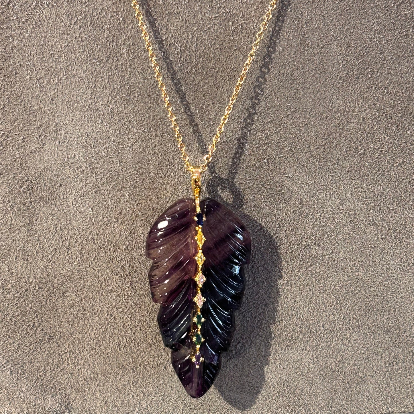 Fluorite feather necklace