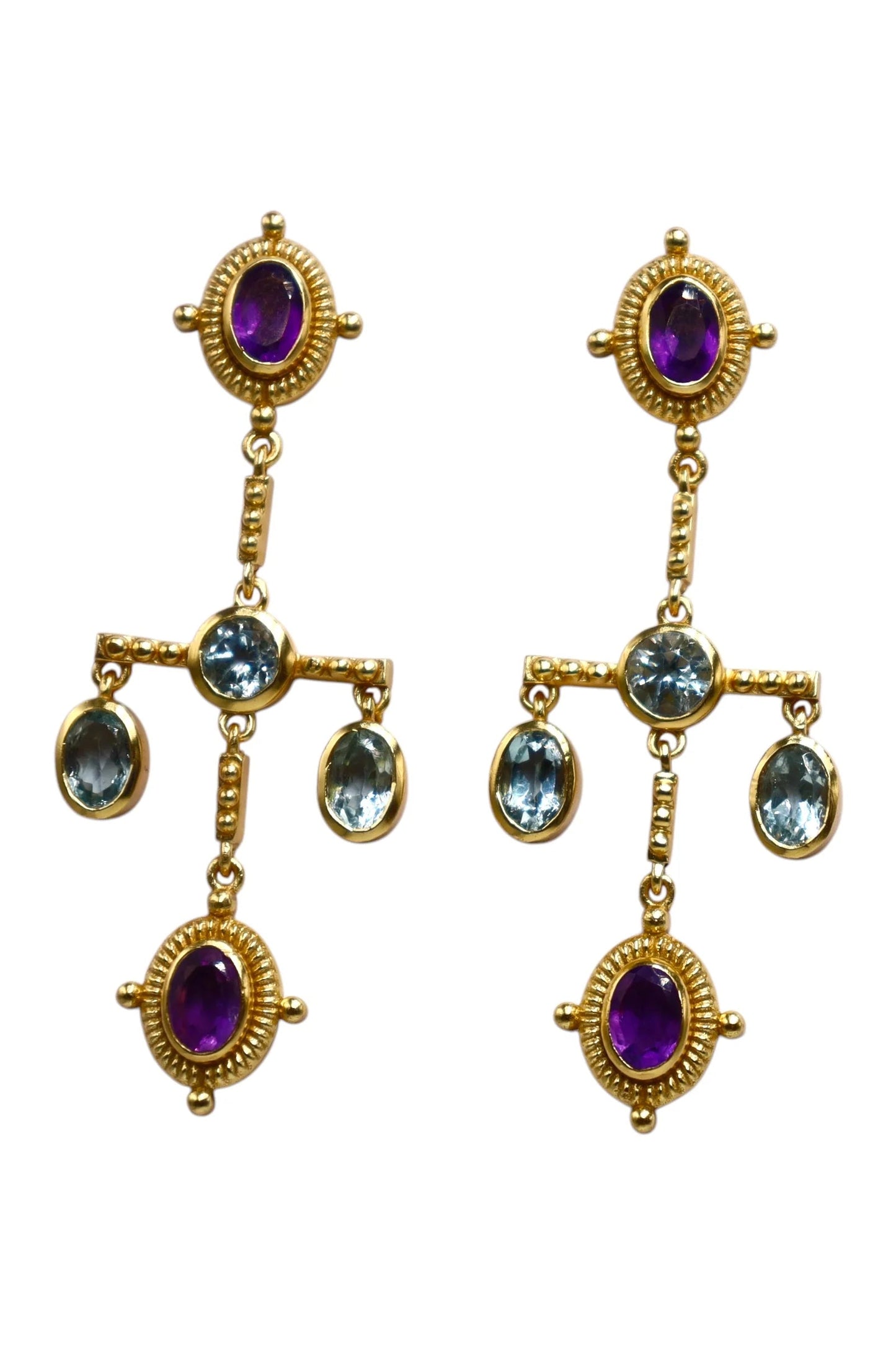 Pavia Blue Topaz and amethyst Earrings