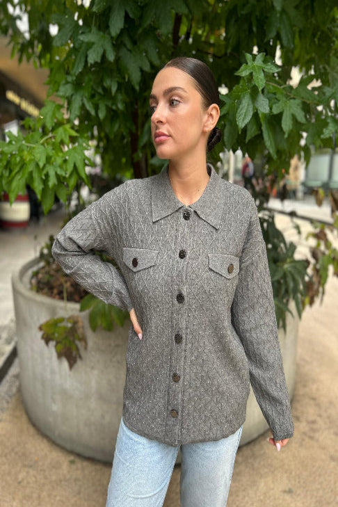 Textured cardigan with gold buttons