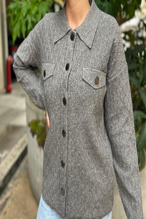 Textured cardigan with gold buttons