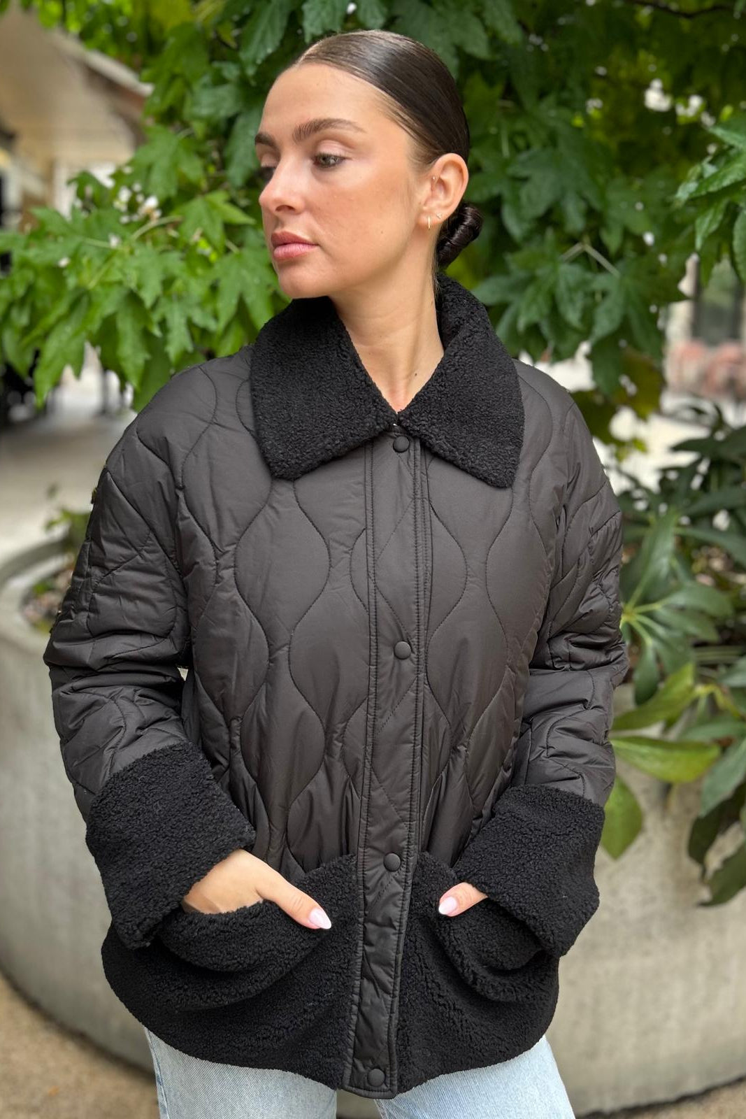 Leo & Ugo Black Padded Jacket with Teddy collar