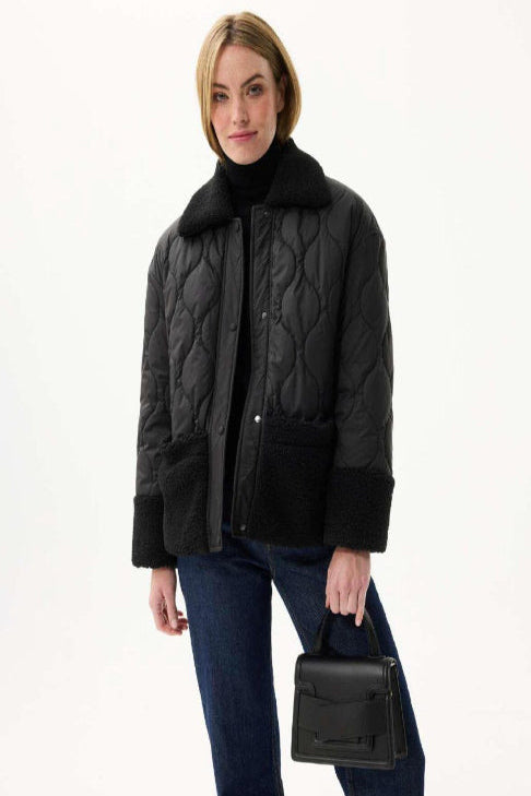Leo & Ugo Black Padded Jacket with Teddy collar