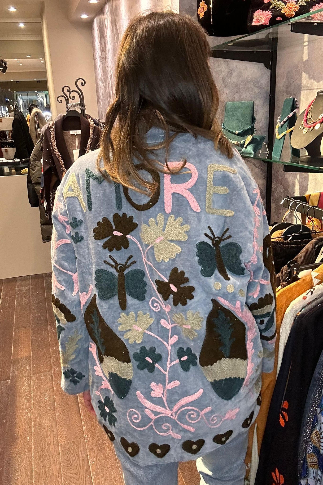 Velvet Jacket AMORE sky blue
