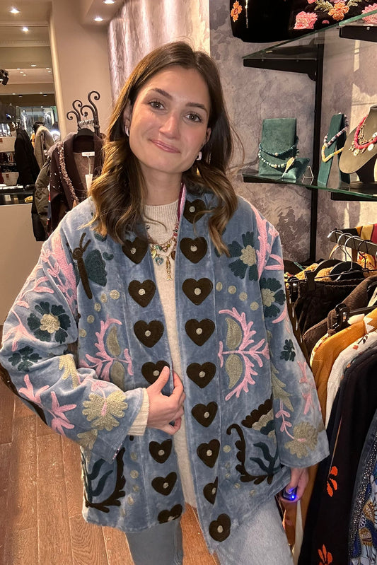 Velvet Jacket AMORE sky blue