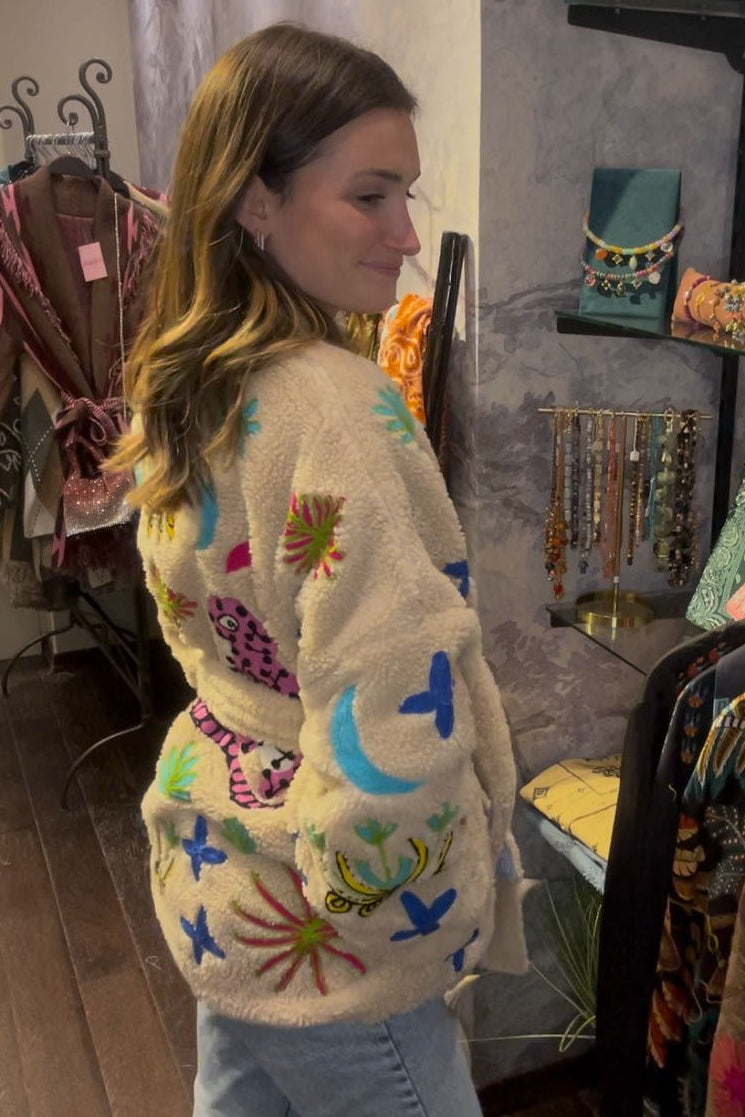 THE CORNER - Embroidered shearling-style jacket