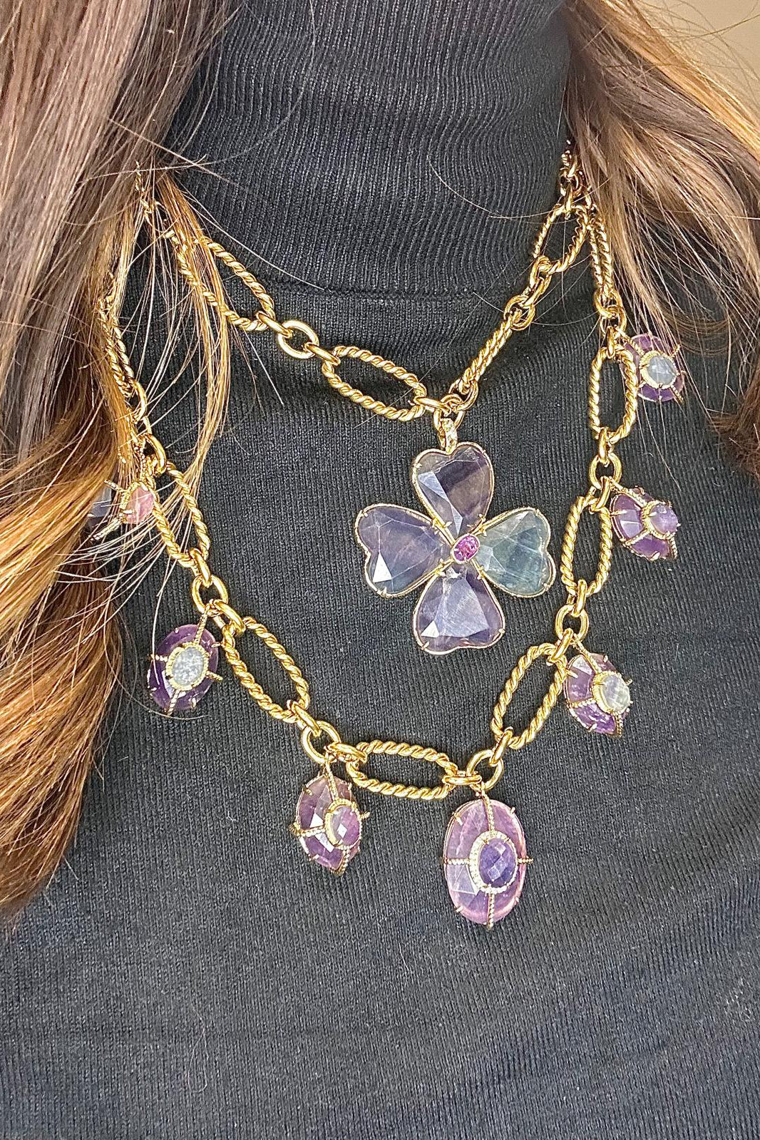 Fluorite clover necklace