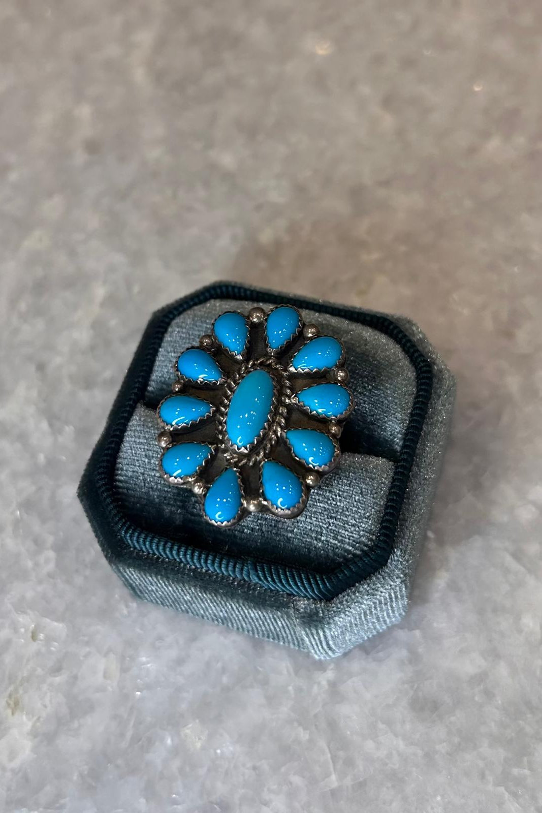 Native American cluster turquoise Ring