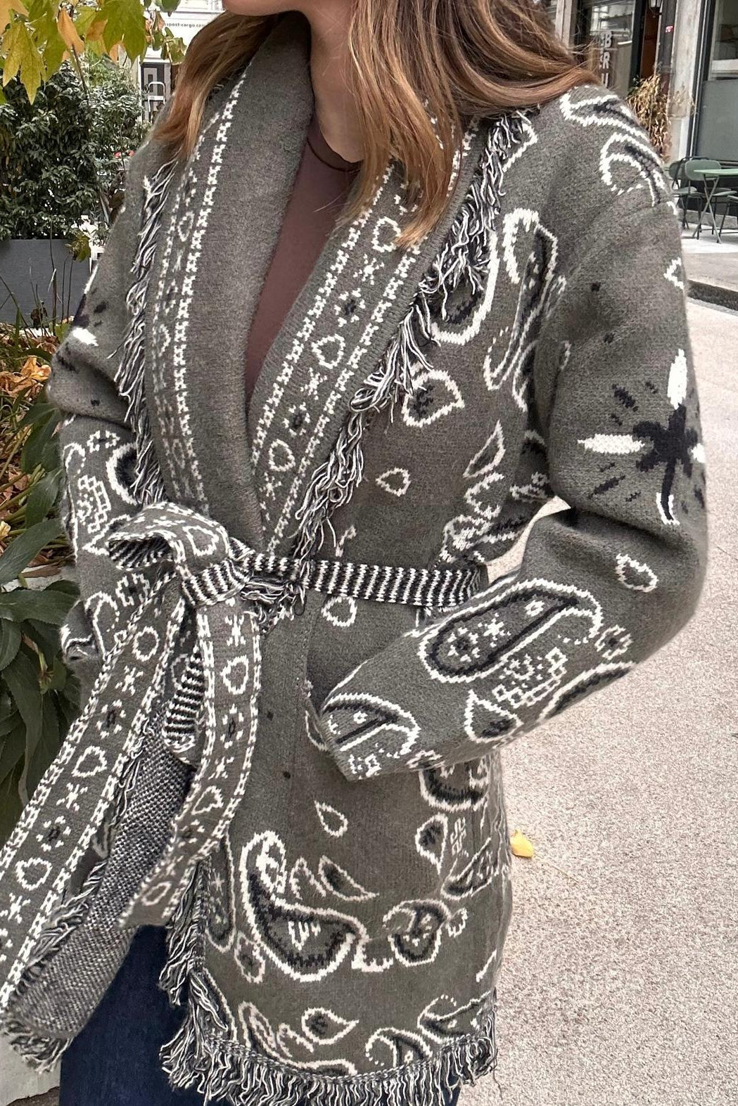 SHADES SELECTION - Khaki Bandana Cardigan