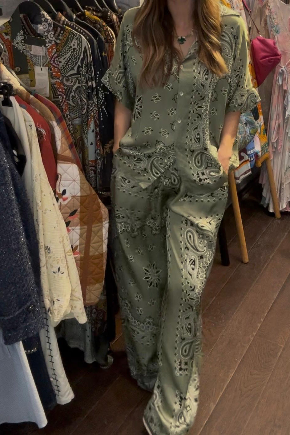Khaki Bandana Shirt & Pants Set