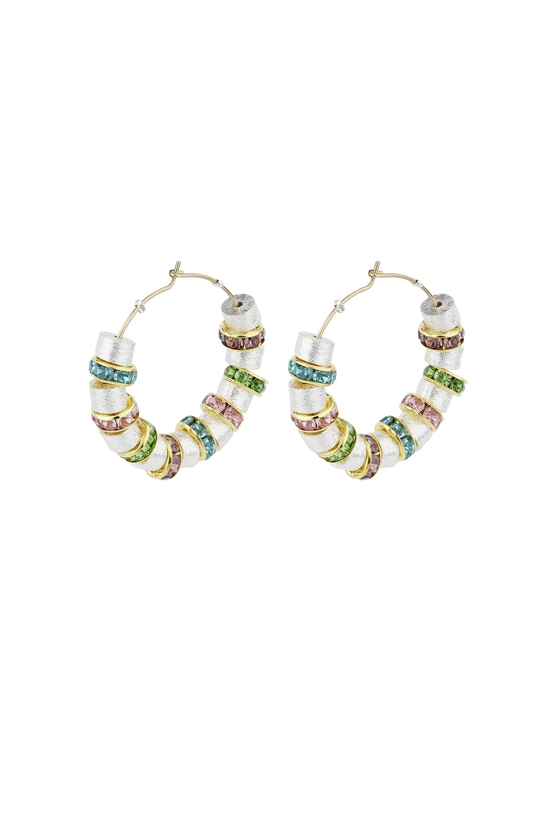HYPSO - Pipa multicolor Silver Hoop Earrings