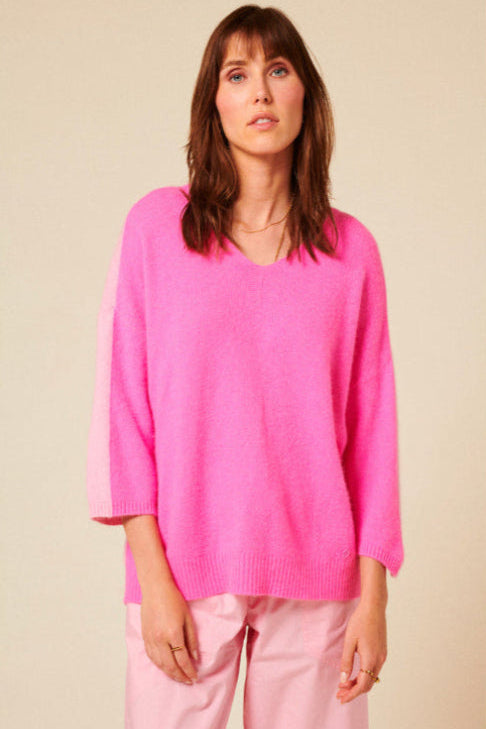 Double face pop pink sweater