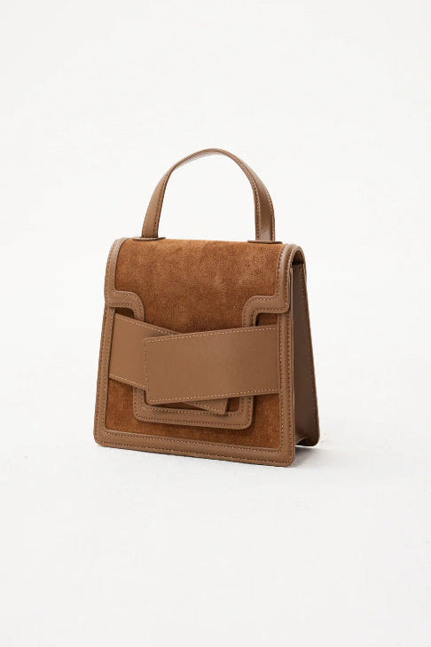 Leo Mini Leather Suede Bag - Beige