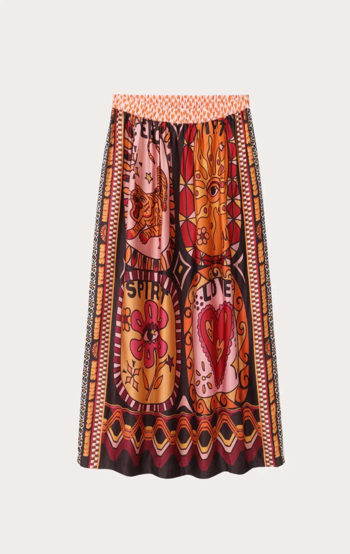 Vanessa Printed Midi Sunset Skirt