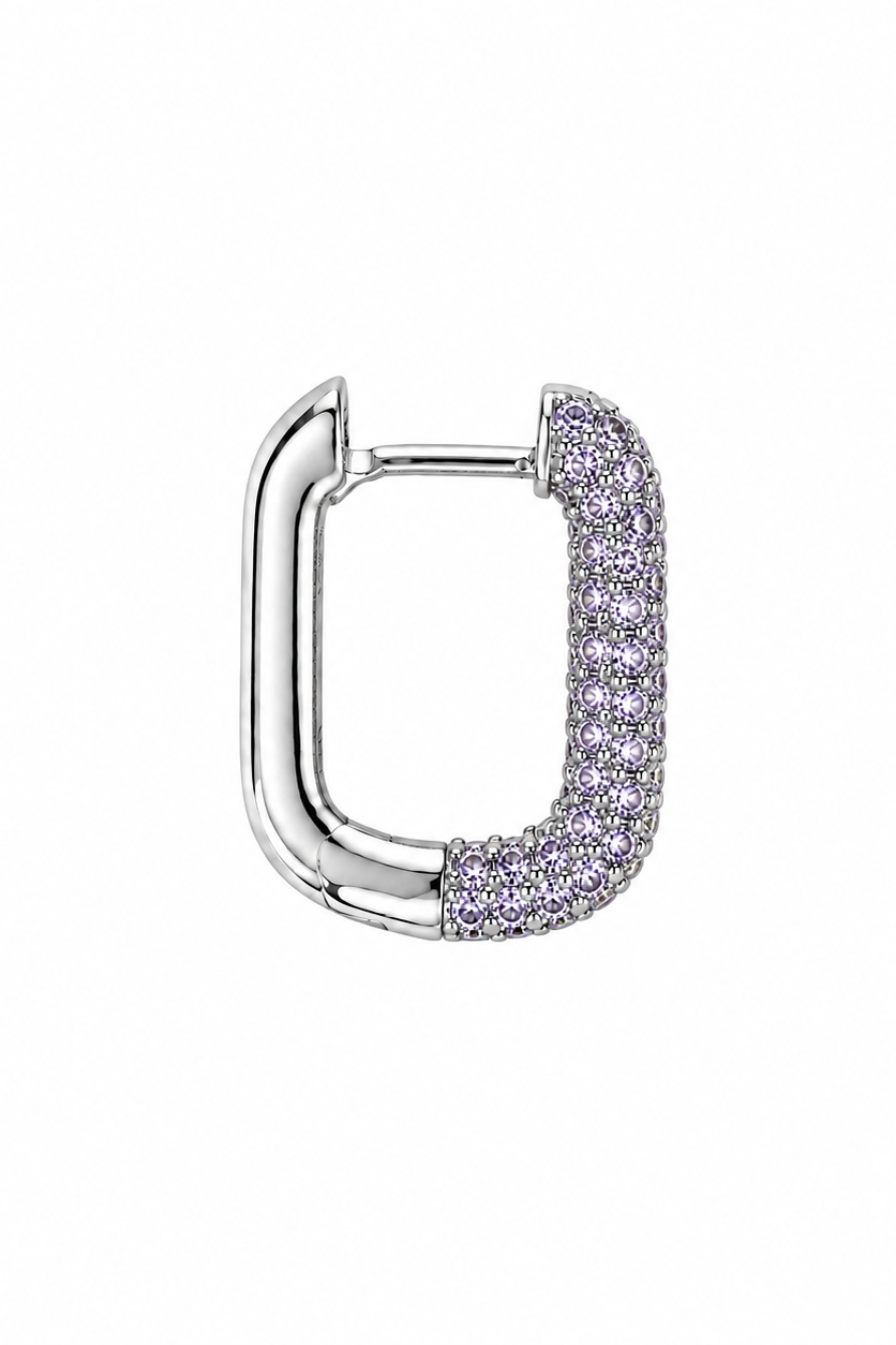 SHADES - Silver Hoop earring - Purple zircons