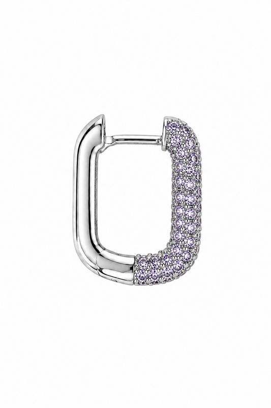 SHADES - Silver Hoop earring - Purple zircons