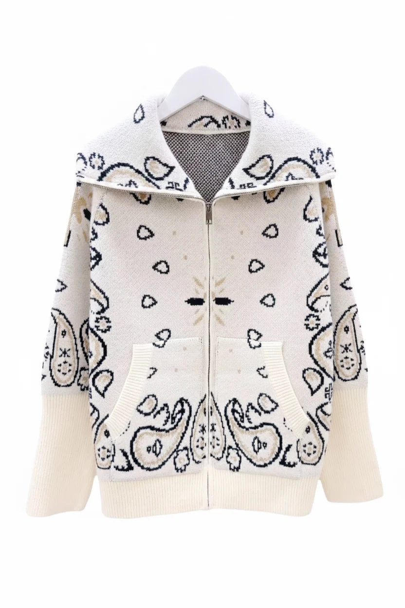SHADES SELECTION -  White Bandana Zip Jacket