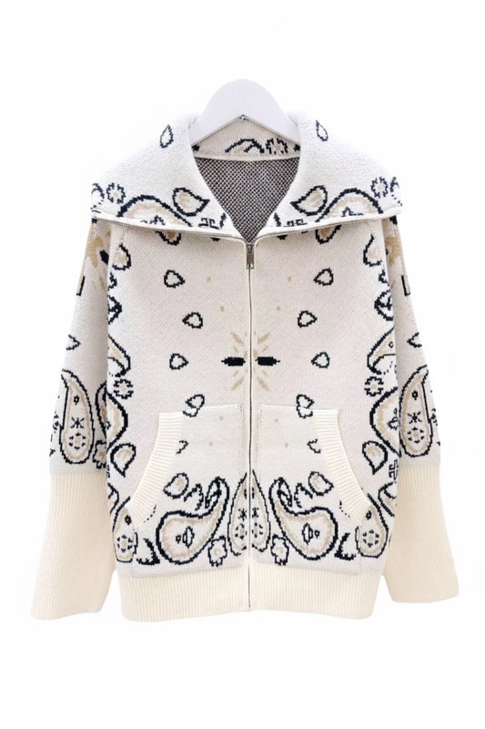 SHADES SELECTION -  White Bandana Zip Jacket