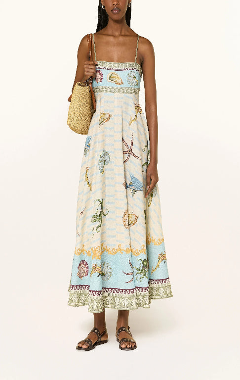 Bath House print Flax Maxi Dress - Multi Color