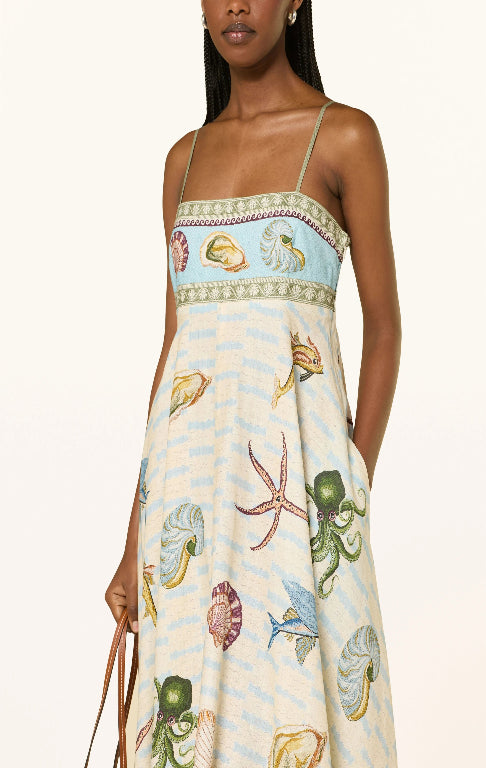 Bath House print Flax Maxi Dress - Multi Color