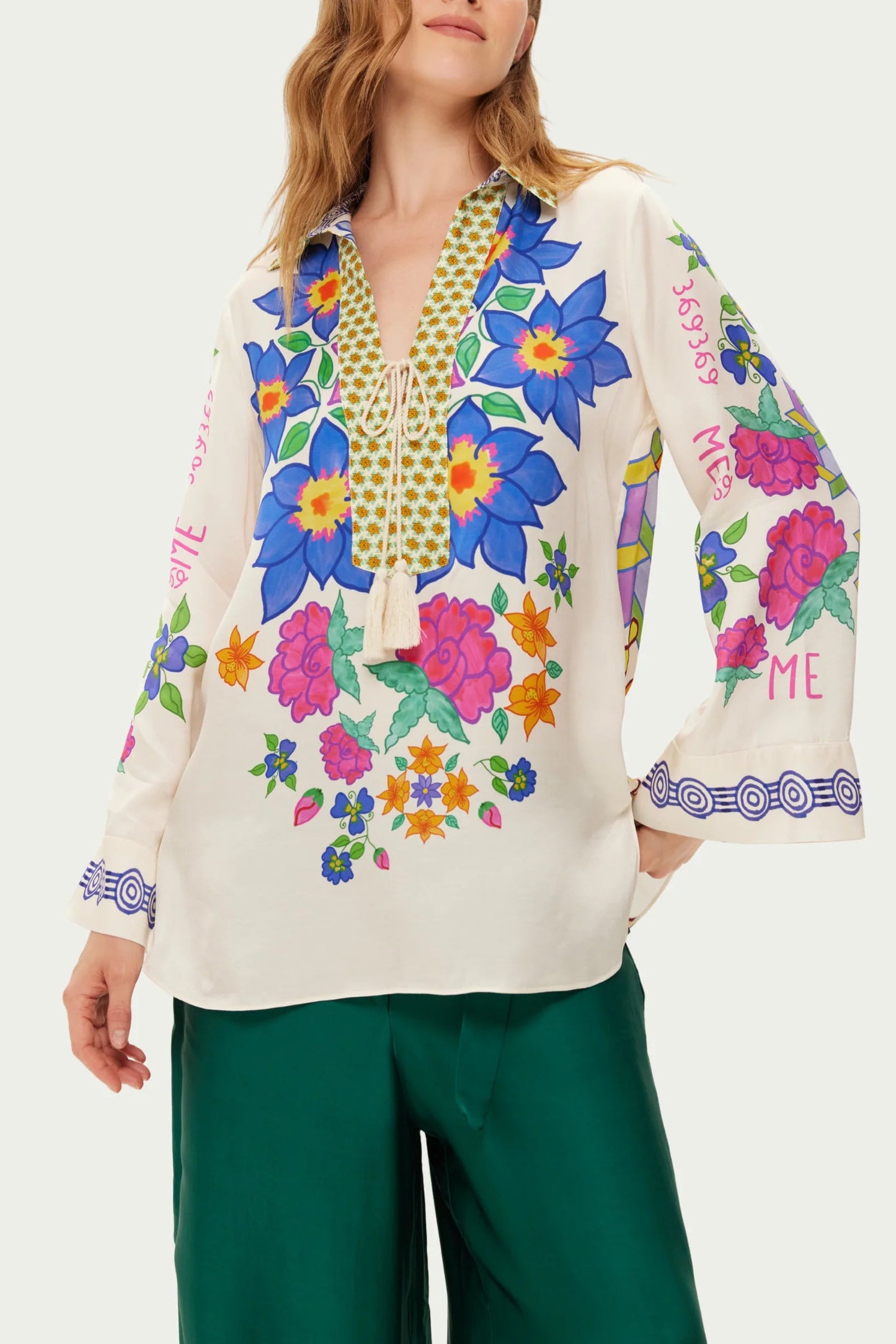 ME369 - Mia Markers String Tie Blouse