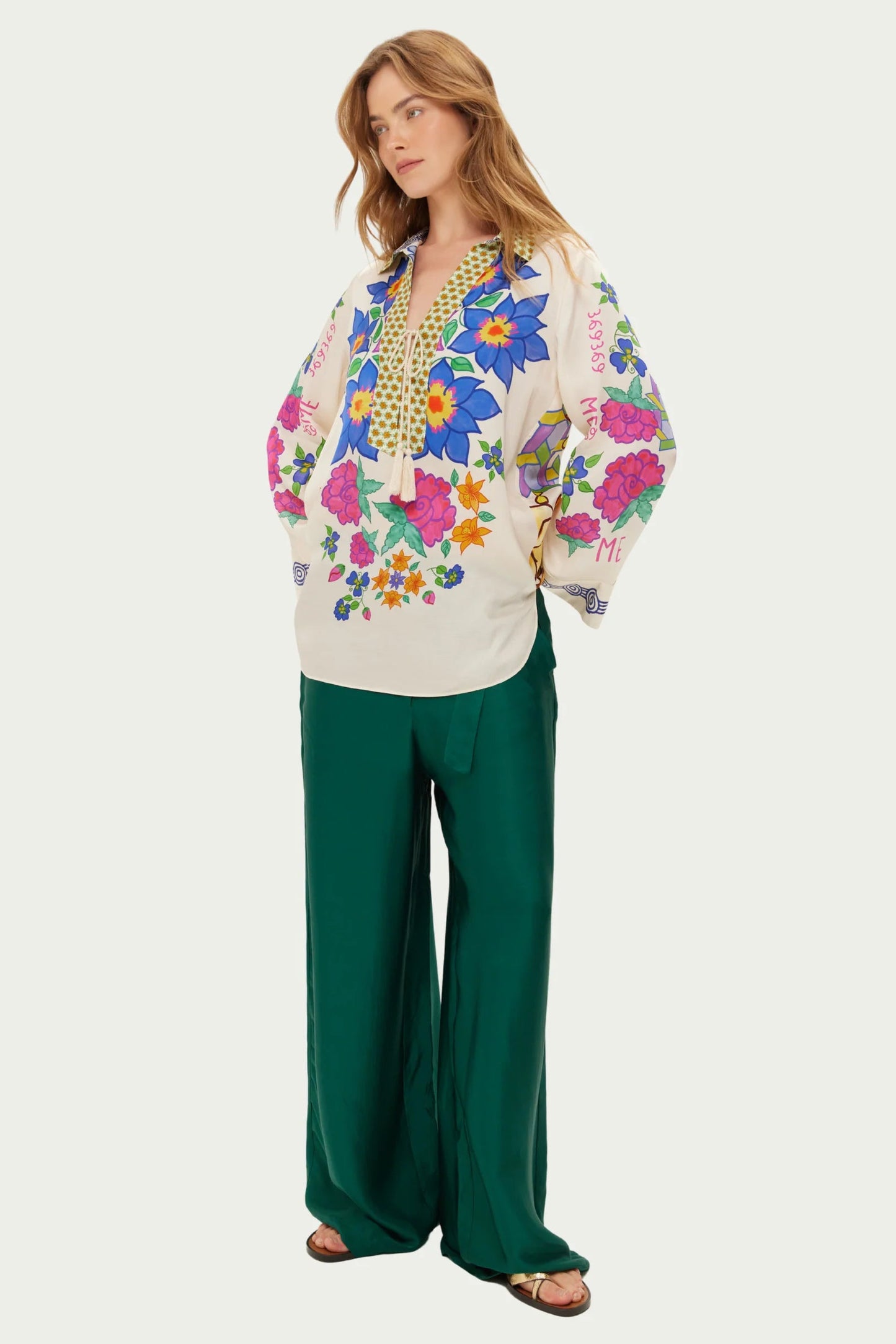 ME369 - Mia Markers String Tie Blouse