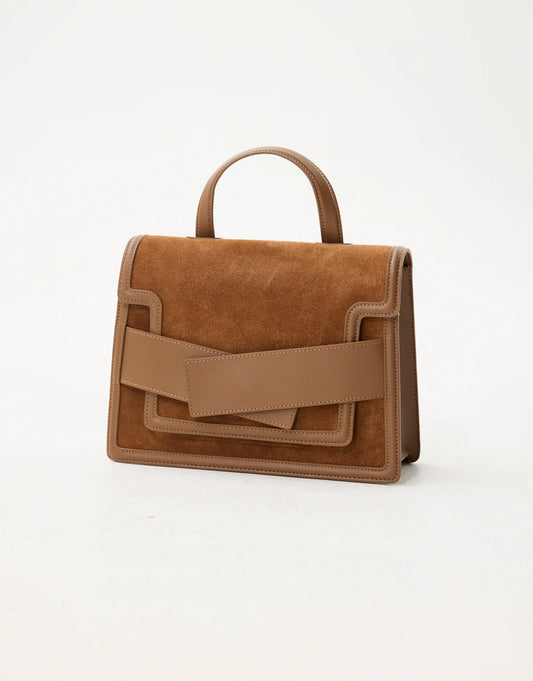 Leather Suede Bag - Brown