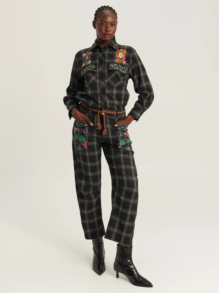 ME369 - Heritage Black Embroidered Shirt
