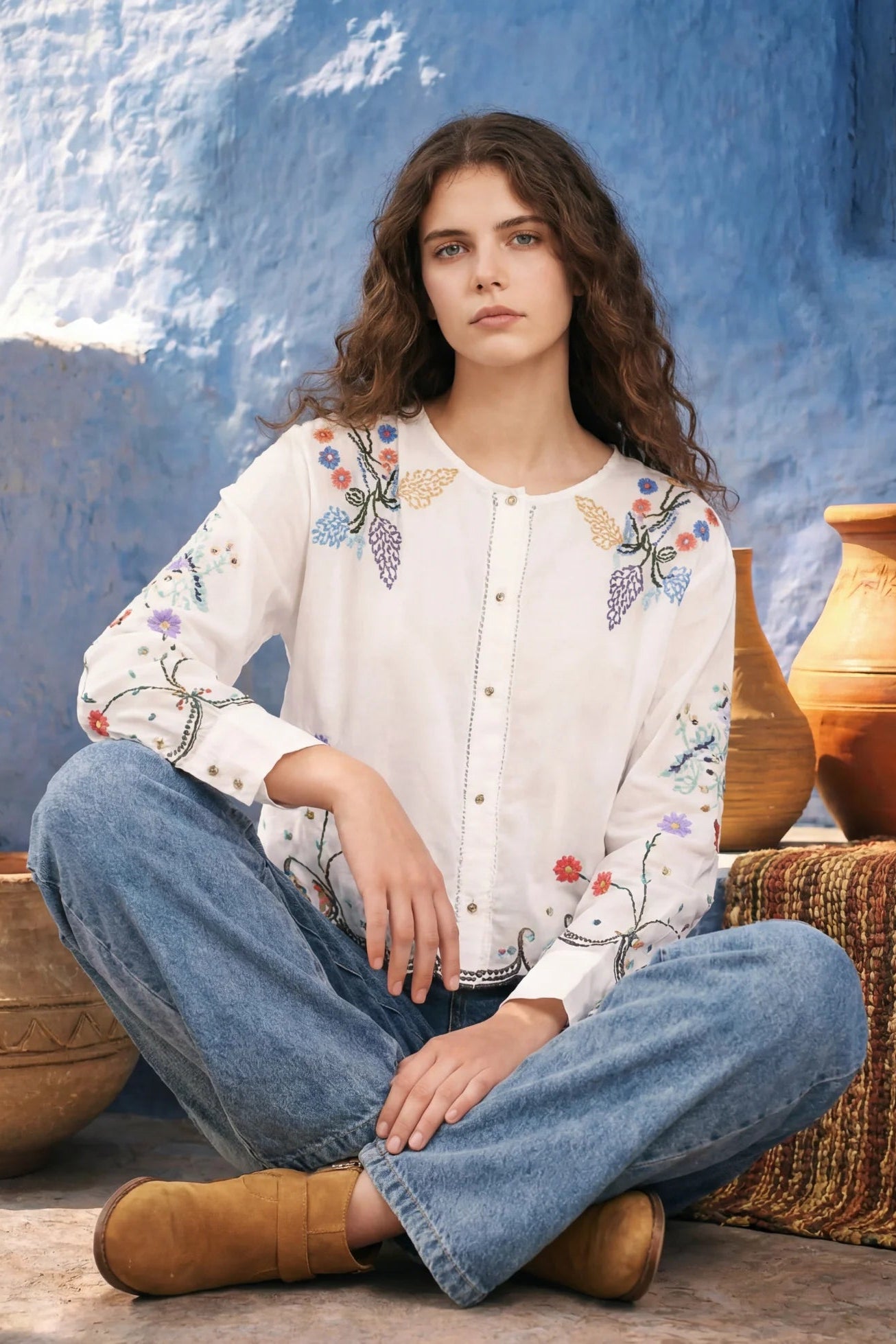 ME369 - Helena Embroidered Linen Shirt