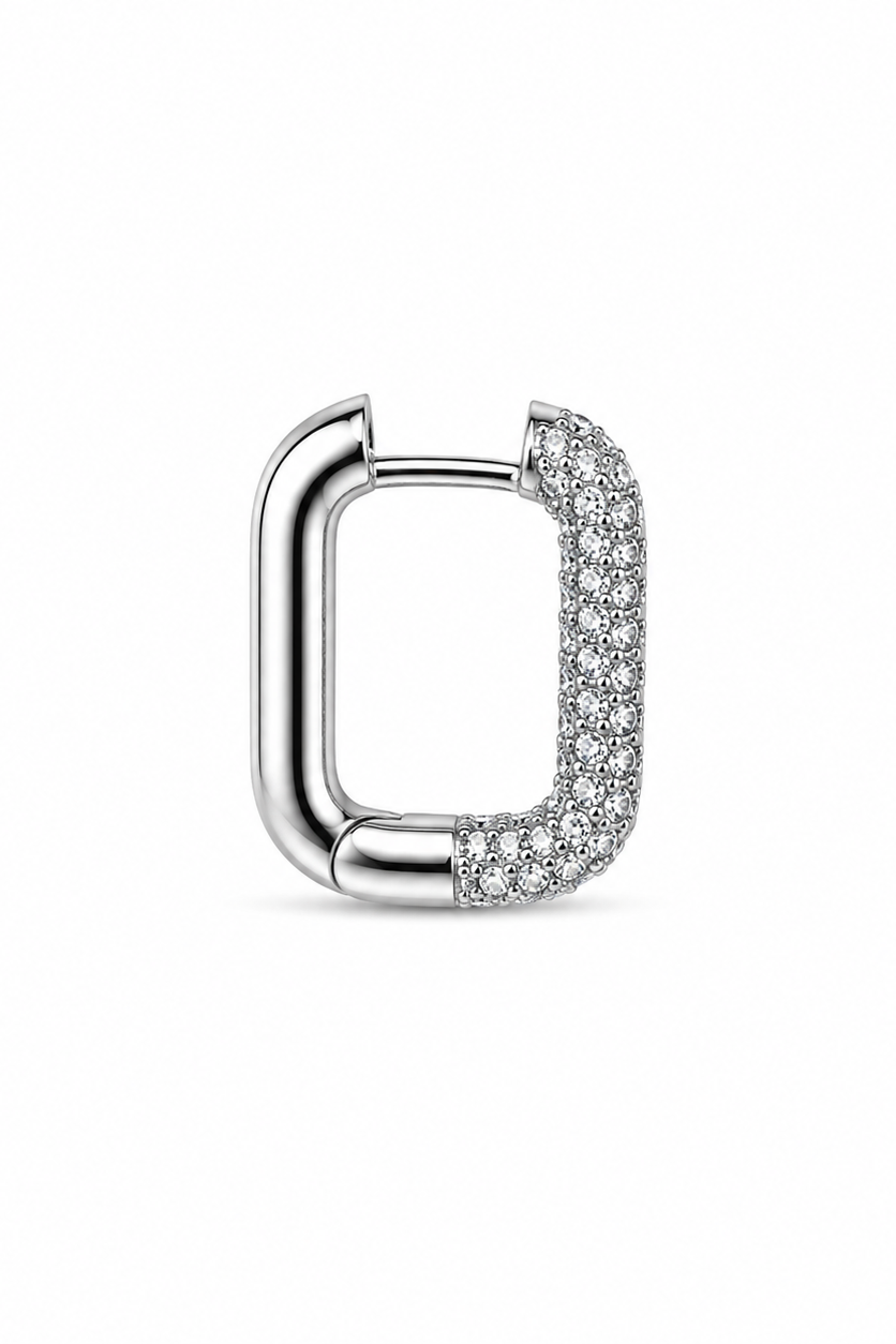 SHADES - Silver Hoop Earring - White zircons