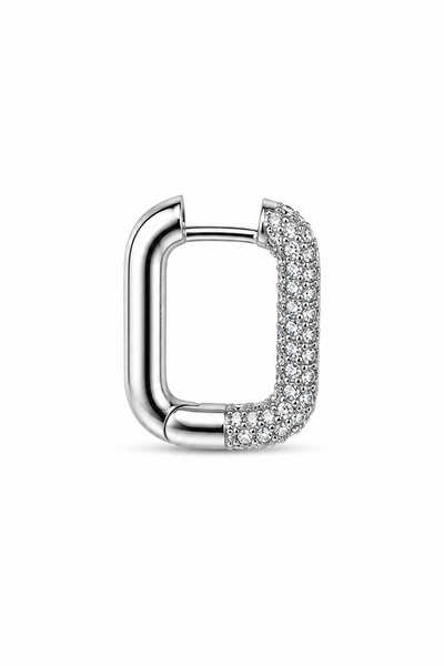 SHADES - Silver Hoop Earring - White zircons