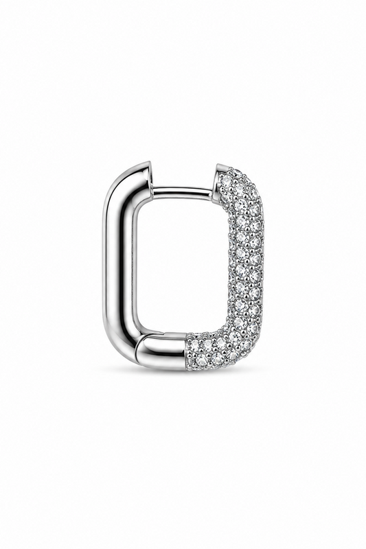 SHADES - Silver Hoop Earring - White zircons