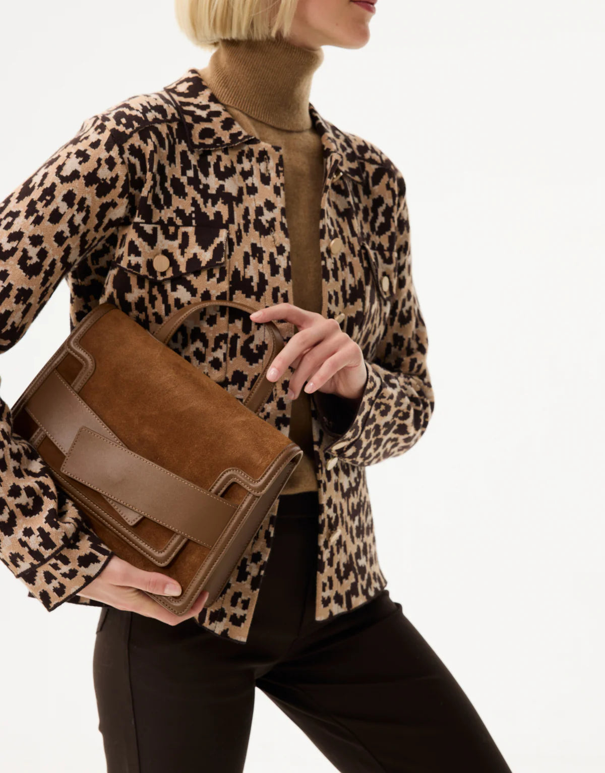 Leather Suede Bag - Brown