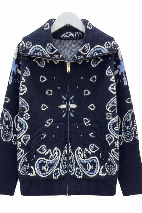 SHADES SELECTION - Navy blue Bandana Zip Jacket