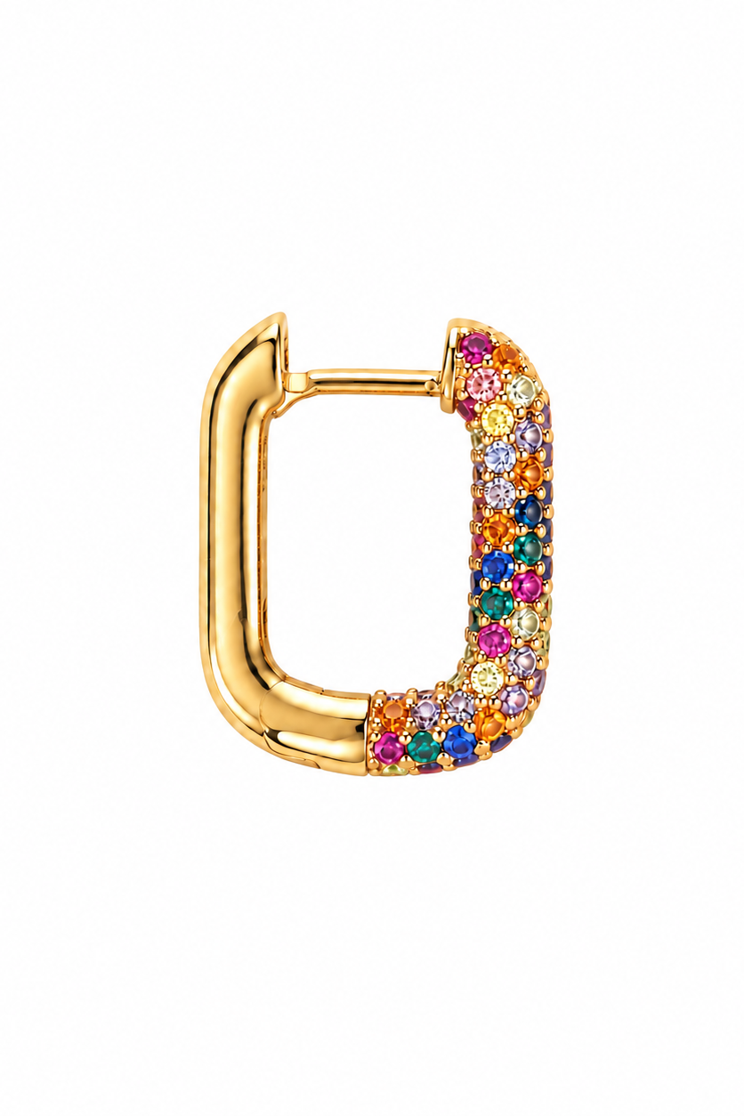 SHADES - Gold Hoop Earring - Multicolor zircons