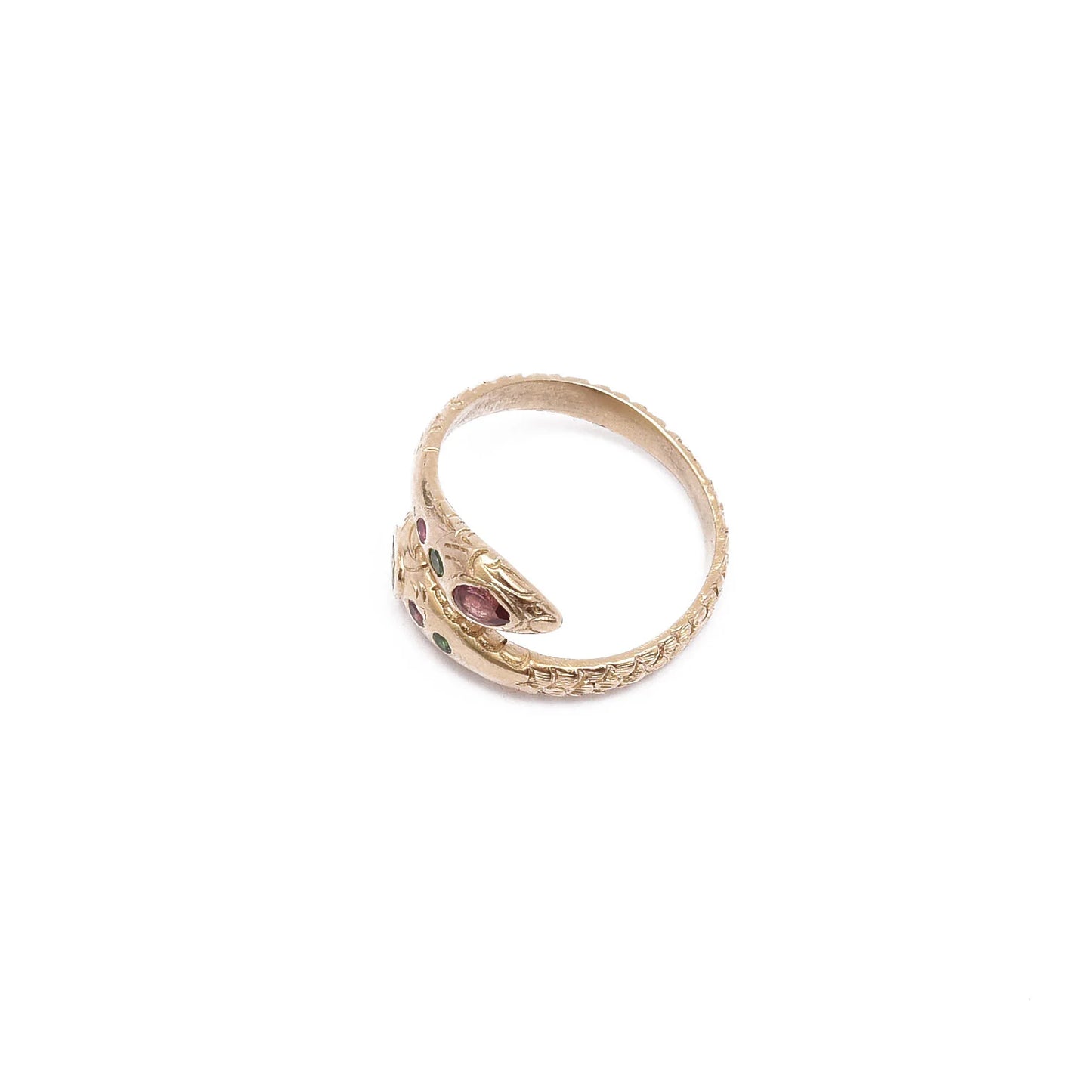 Room Service Angitia Tourmaline Snake Ring, Gold-plated Silver