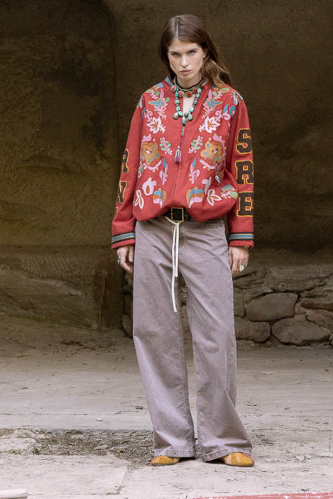 FRONT STREET 8 - Embroidered Bomber Jacket - Red