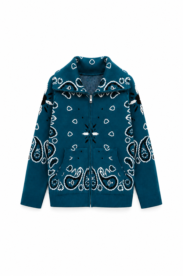 SHADES SELECTION -  Teal Bandana Zip Jacket