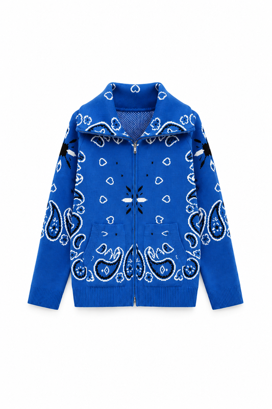 SHADES SELECTION - Royal Blue Bandana Zip Jacket