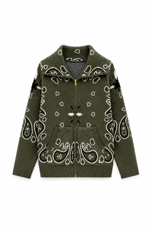 SHADES SELECTION - Khaki Bandana Zip Jacket
