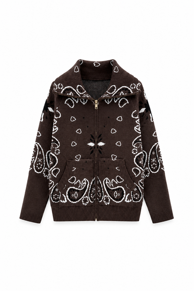 SHADES SELECTION - Brown Bandana Zip Jacket