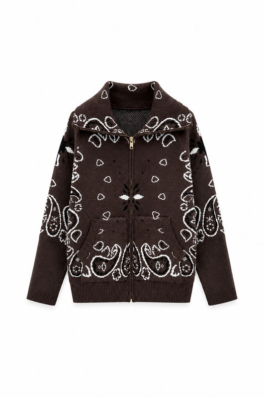 SHADES SELECTION - Brown Bandana Zip Jacket