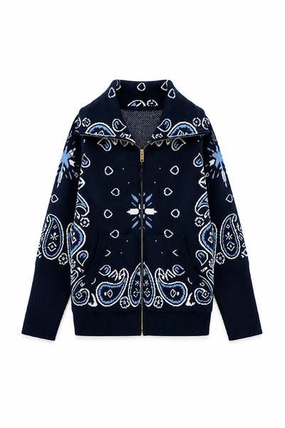 SHADES SELECTION - Navy blue Bandana Zip Jacket