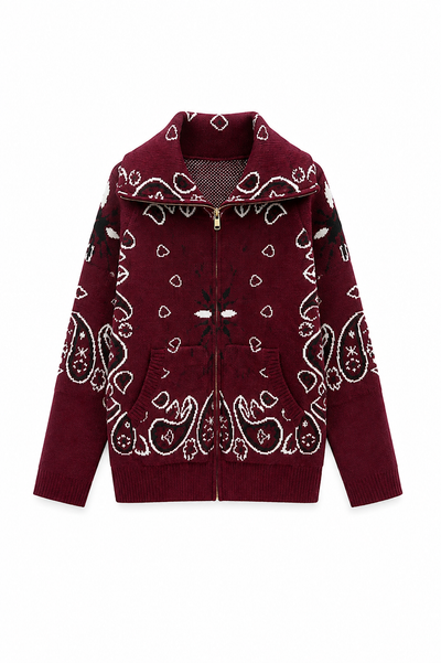 SHADES SELECTION -  Burgundy Bandana Zip Jacket