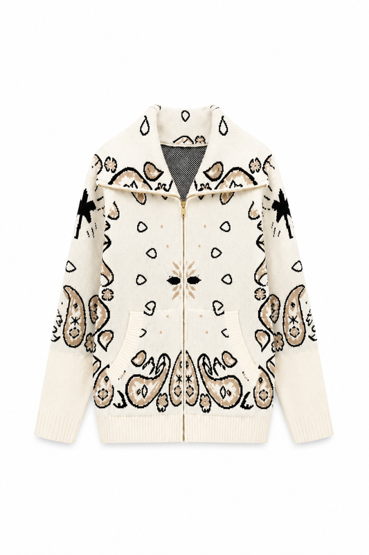 SHADES SELECTION -  White Bandana Zip Jacket